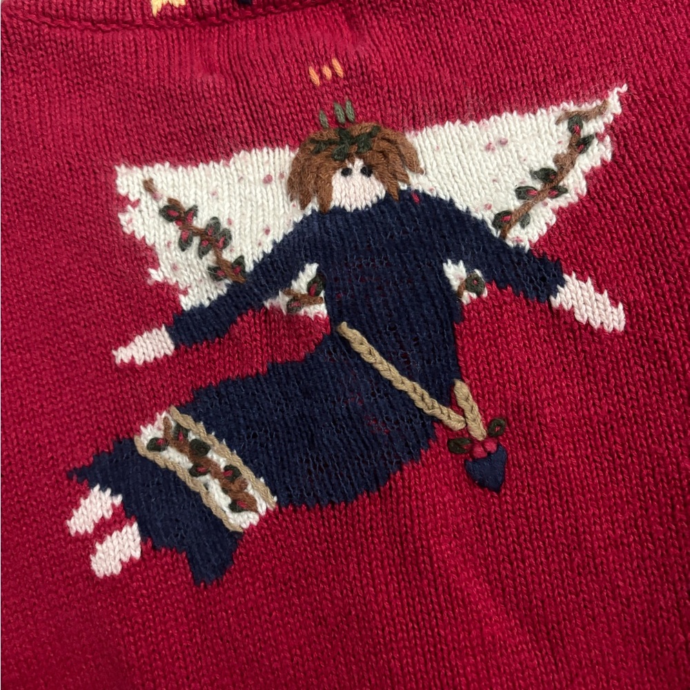 Vintage Quacker Factory Angel Christmas Cardigan | Size L Holiday - Picture 8 of 14